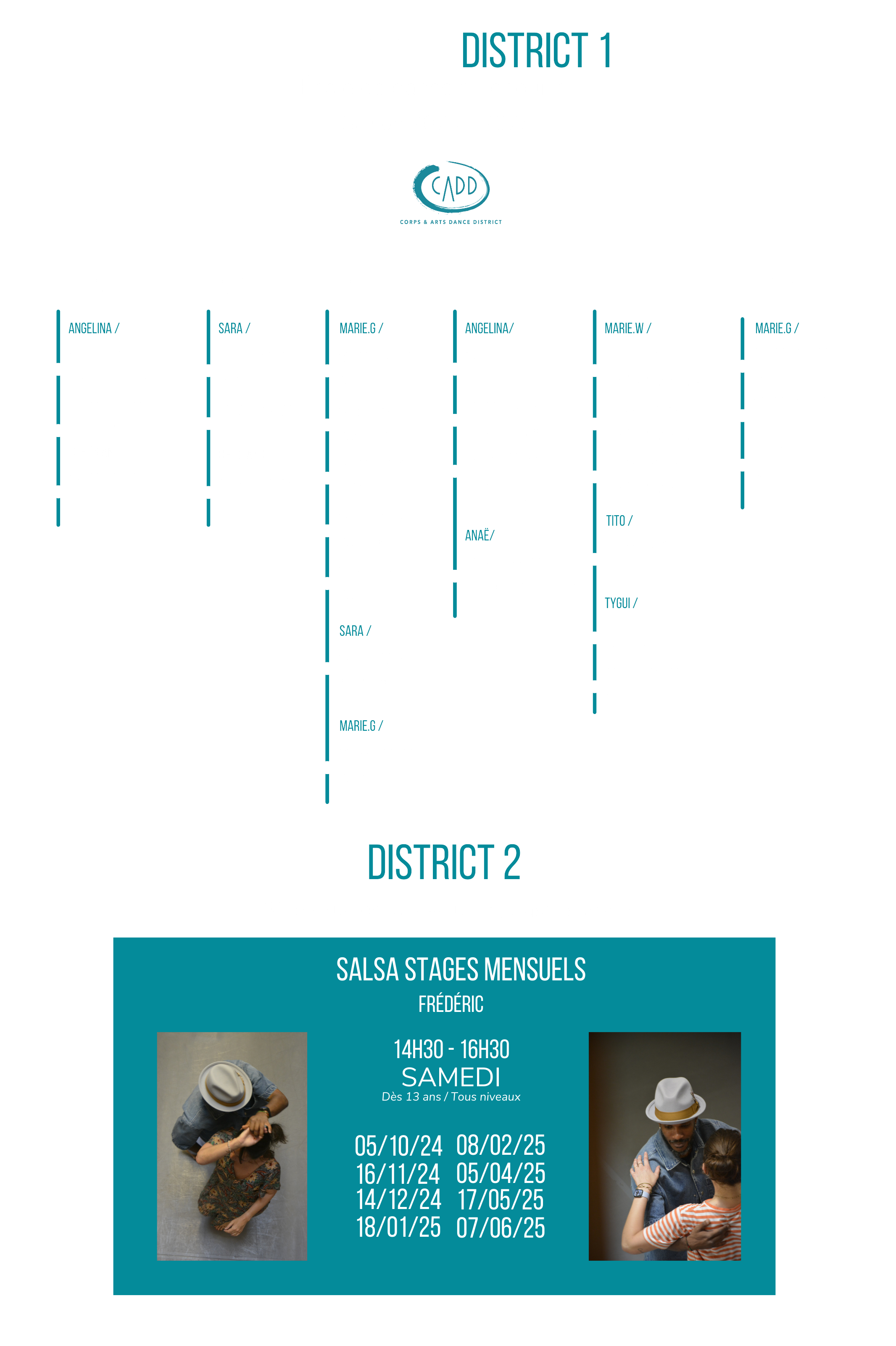 Planning cours de danse district 1 fenouillet cAdd